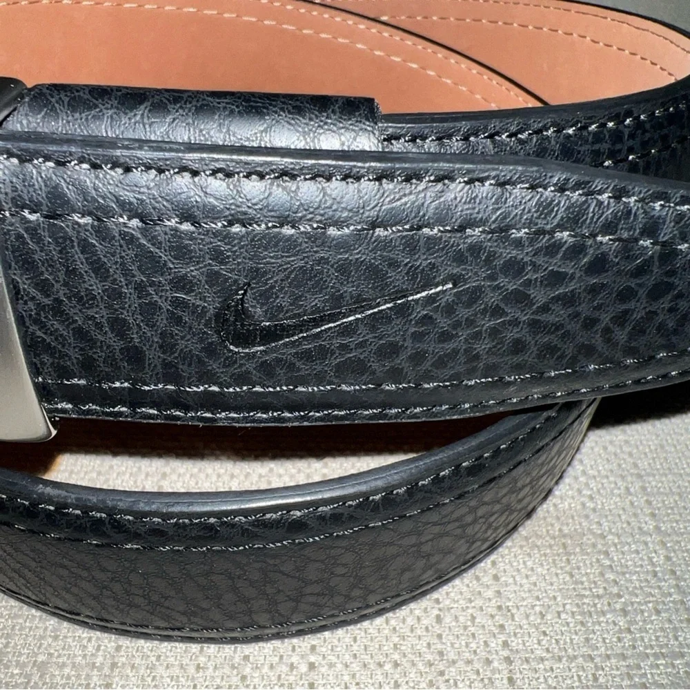 Nike Double Stitched Black Faux Leather Belt Size 36